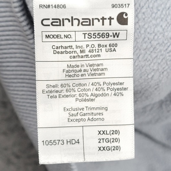 Carhartt Force‎ Relaxed Fit Gray Hoodie XXL Womens Sweatshirt - Picture 4 of 8
